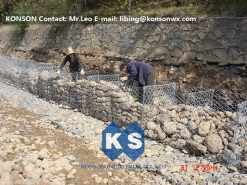 Γαλβανισμένος εξαγωνικός βράχος υπεράσπισης καλαθιών Gabion πλέγματος καλωδίων για το πρόγραμμα θαλάσσιων λιμένων